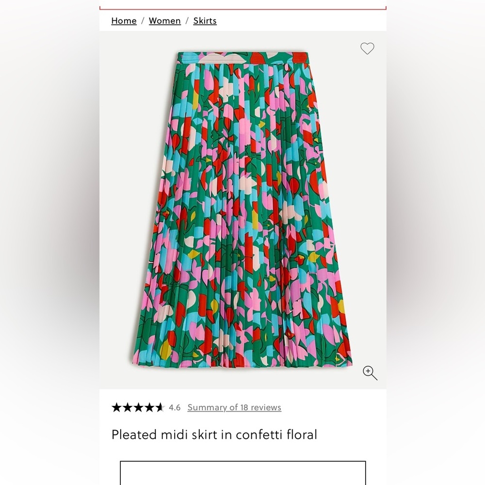 J.Crew Pleated Midi Skirt in Confetti Floral Print Plus Size 22